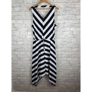 New Chicos Black Label Dress‎ 3 XL Miter Stripe Maxi Flowy Cinch Waist